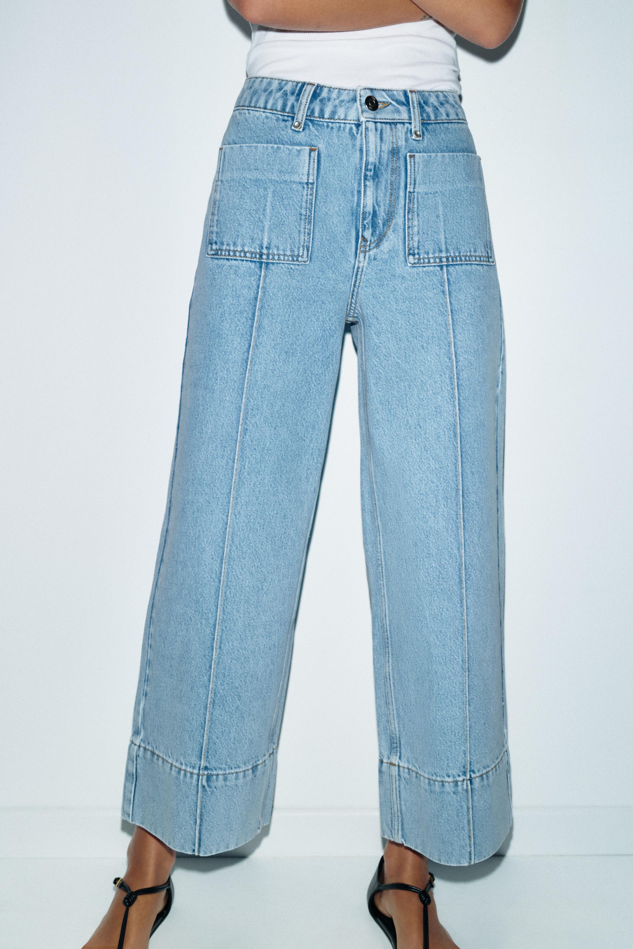 Z1975 HIGH WAIST WIDE LEG CROPPED JEANS
